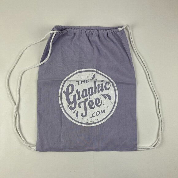 Graphic Tee Drawstring Bag Womens Purple White - Picture 1 of 4